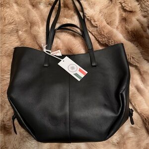 Black Leather Tote Bag
